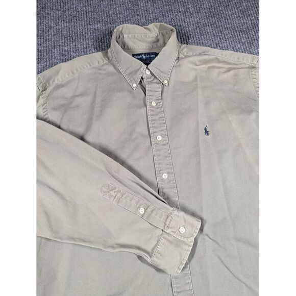 Vintage Ralph Lauren Shirt Mens‎ XL Beige Blake Heavy Cotton Button Down Boxy - Picture 1 of 10